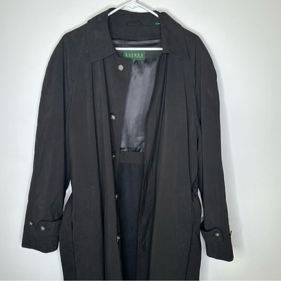 Ralph Lauren Black Trench Coat in Size 40R - Picture 2 of 15